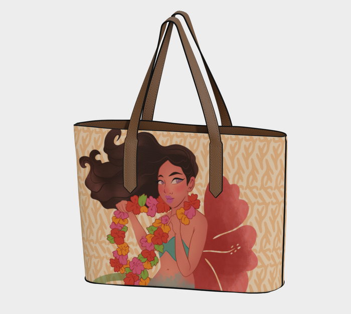School days, vacation days, or business days, the printed vegan leather tote bag is perfect for everyday! Custom made from textured vegan pebble leather with inner p