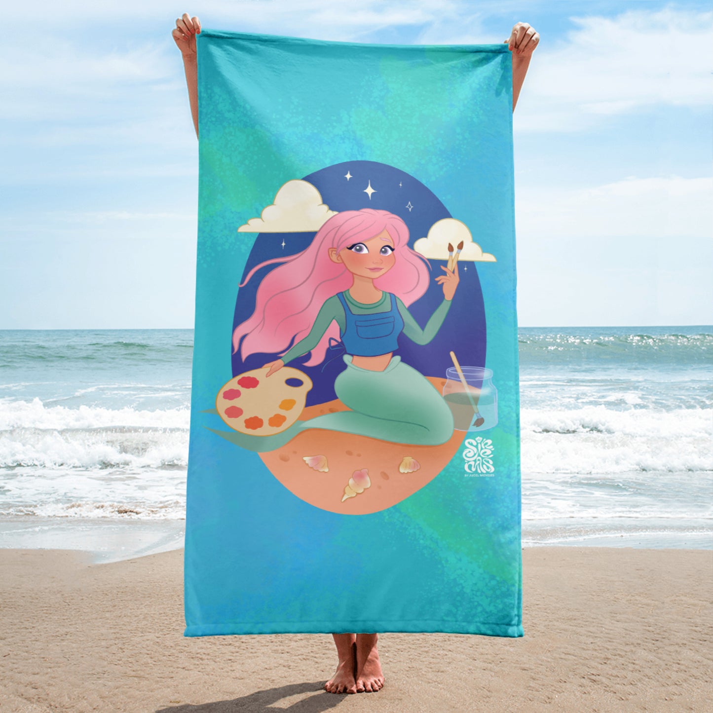 Mermaid Artist Beach Towel